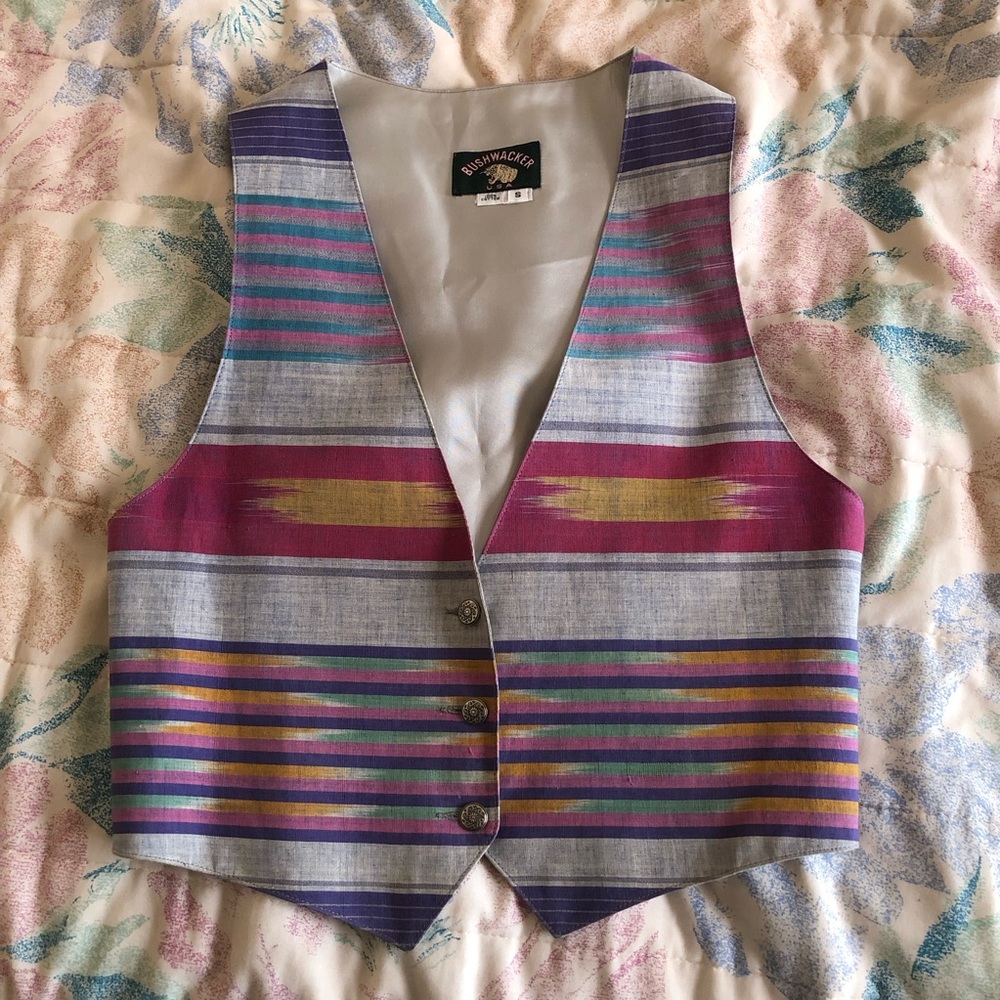 Vintage Southwestern Multicolor Striped Vest Small